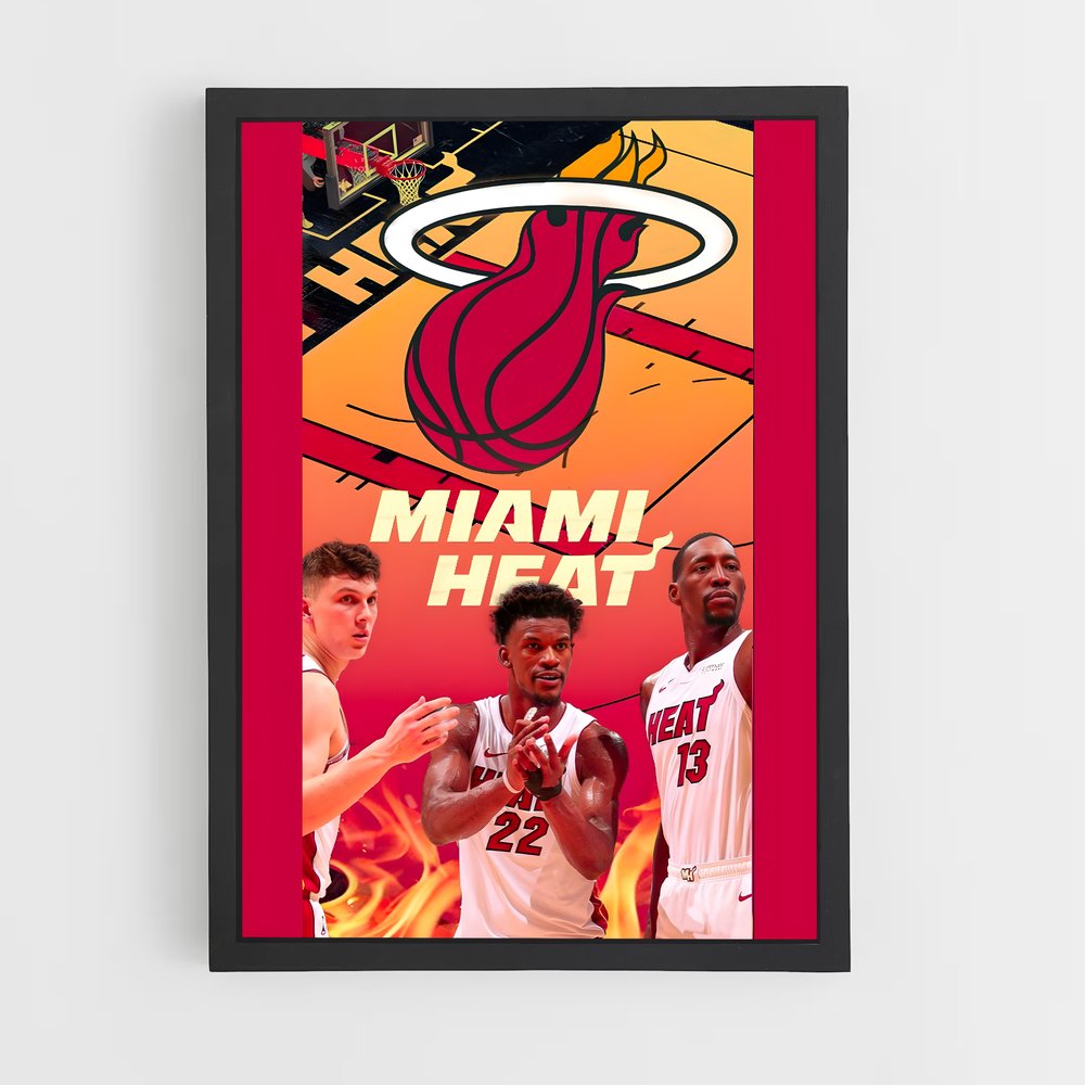 Poster Miami Heat Flames – affiche Basketball (vue 2)