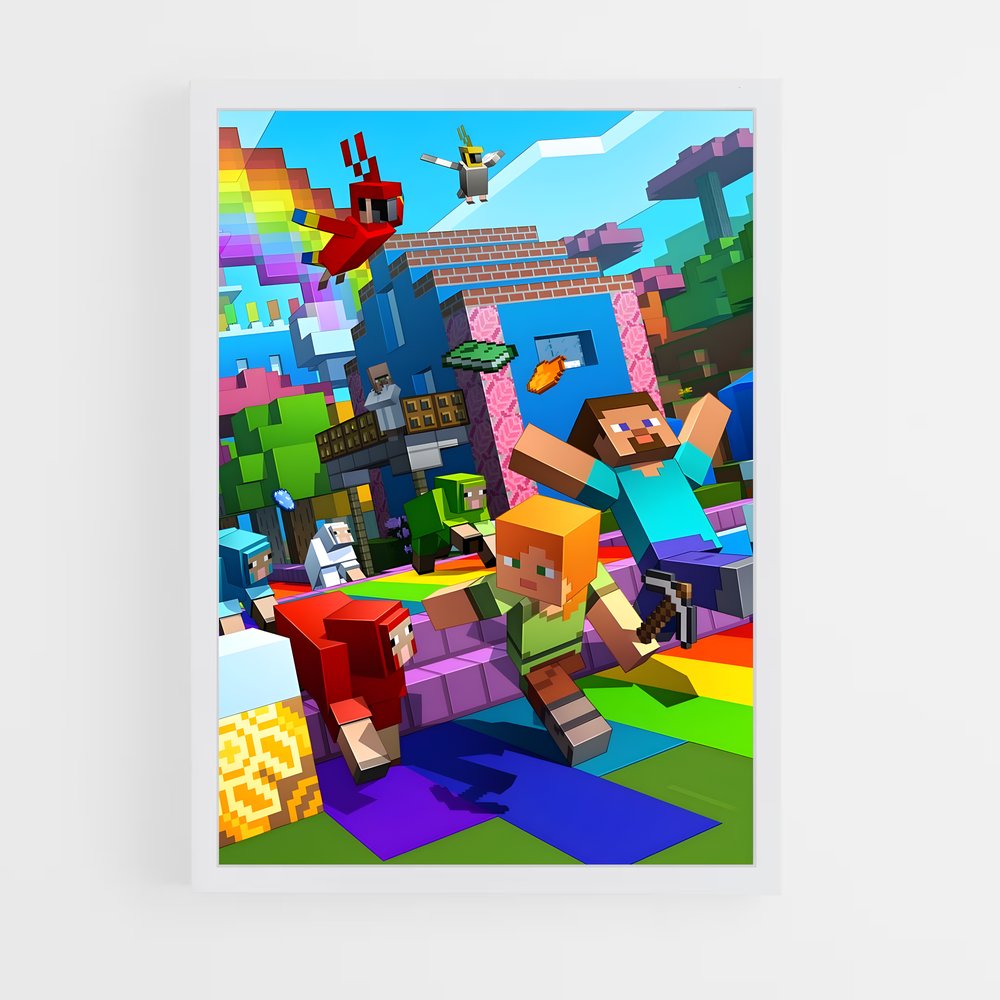 Poster Minecraft Arc en Ciel (vue 3)