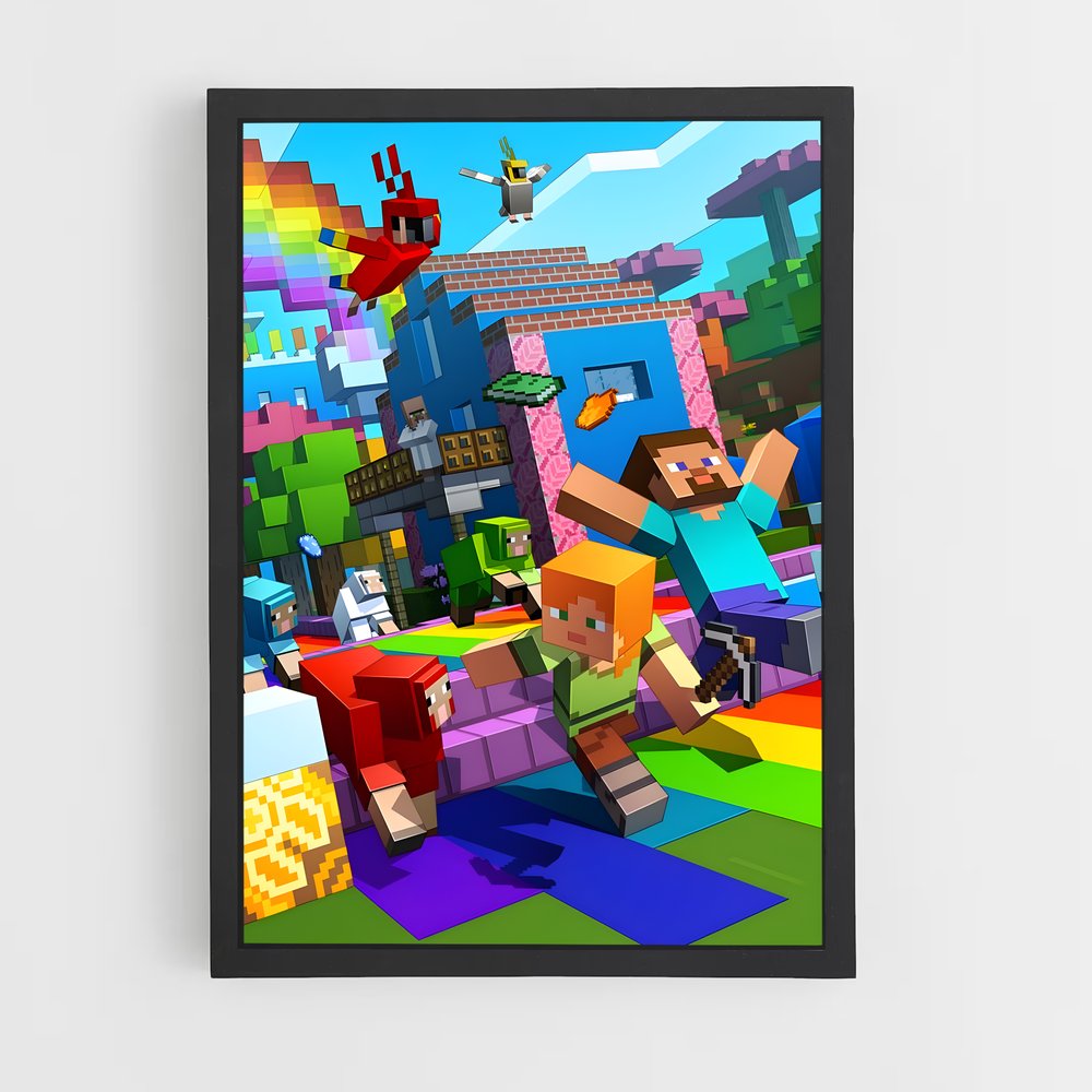 Poster Minecraft Arc en Ciel (vue 2)