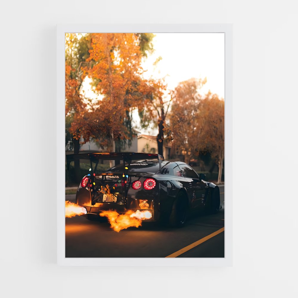 Poster Nissan GTR Flammes (vue 3)