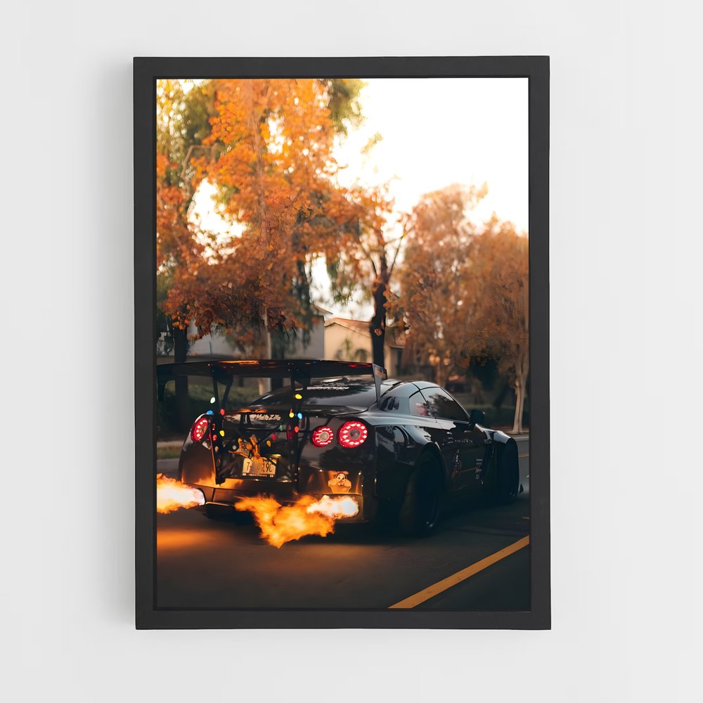 Poster Nissan GTR Flammes (vue 2)