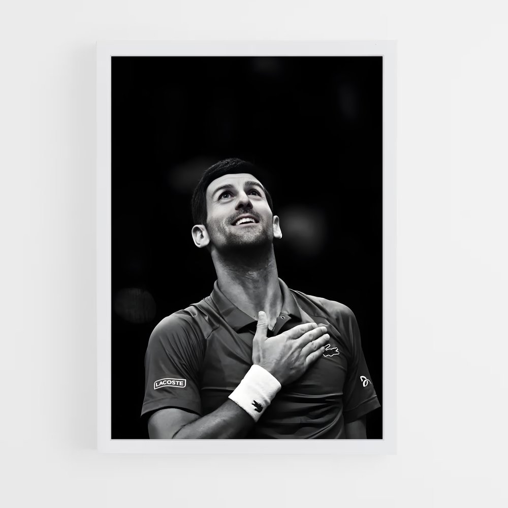 Poster Djokovic Noir et Blanc – affiche Tennis (vue 3)