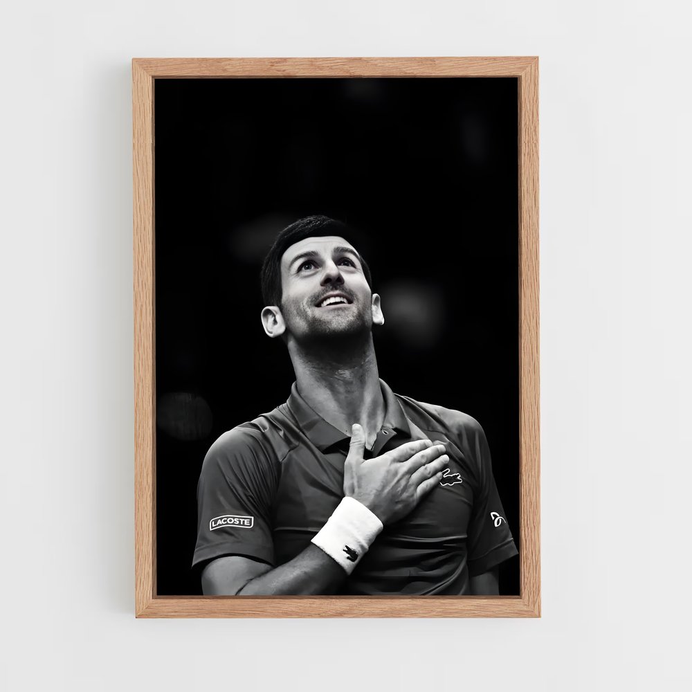 Poster Djokovic Noir et Blanc – affiche Tennis (vue 4)