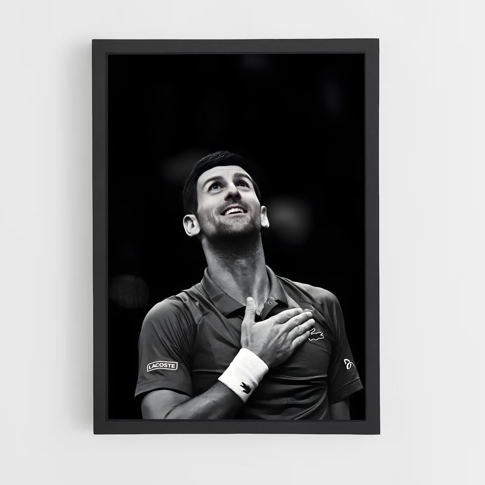 Poster Djokovic Noir et Blanc – affiche Tennis (vue 2)