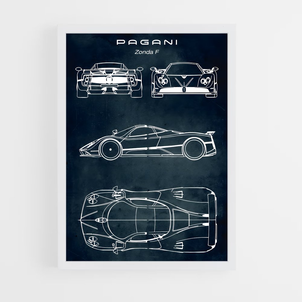Poster Zonda Blueprint – affiche Pagani (vue 3)