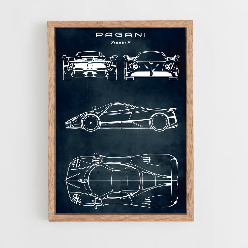 Poster Zonda Blueprint – affiche Pagani (vue 4)