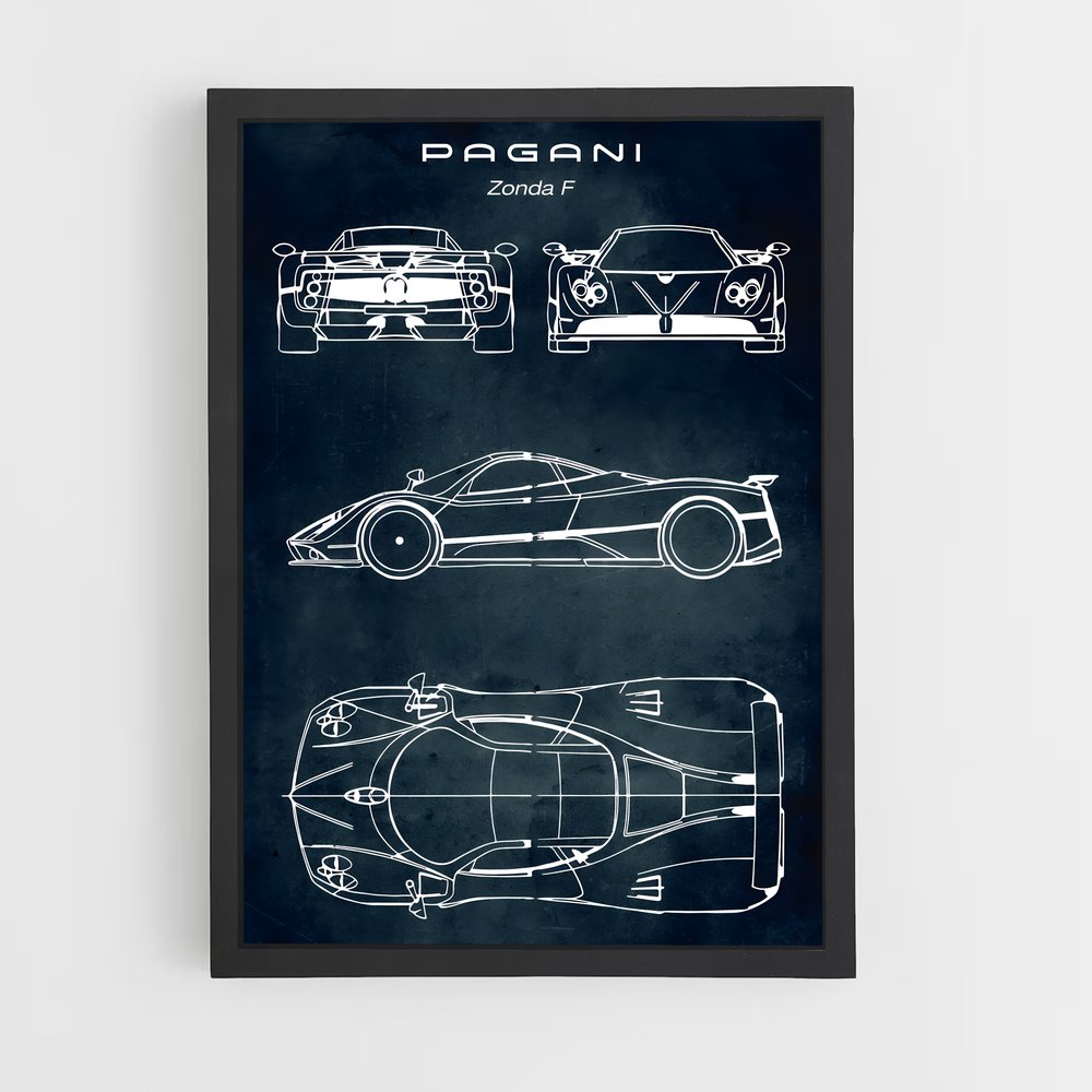 Poster Zonda Blueprint – affiche Pagani (vue 2)