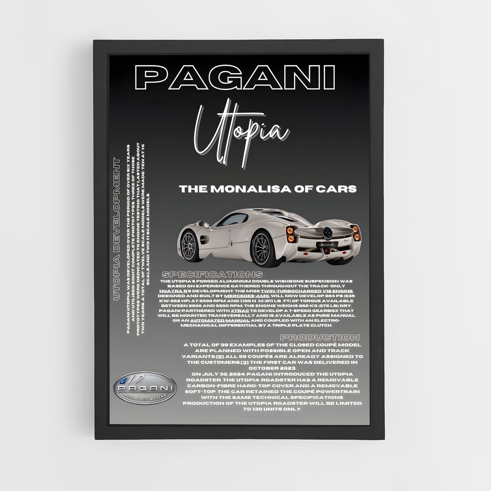 Poster Utopia de l'Automobile – affiche Pagani (vue 2)