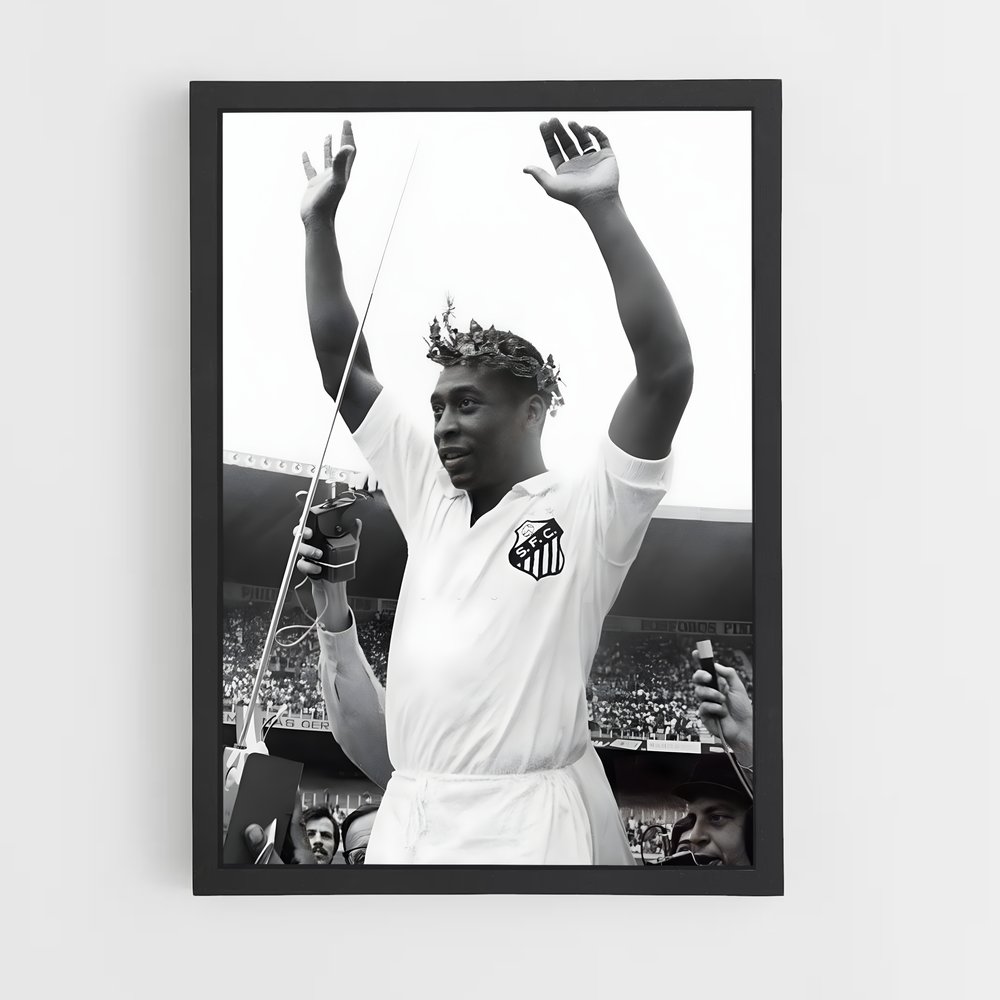 Poster Pelé Noir et Blanc – affiche Football (vue 2)
