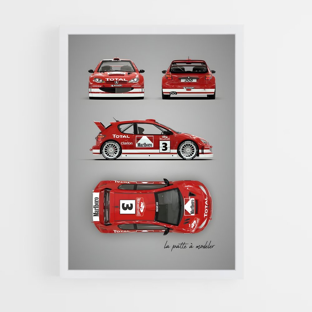 Poster Rallye Légende Rouge – affiche Peugeot (vue 3)