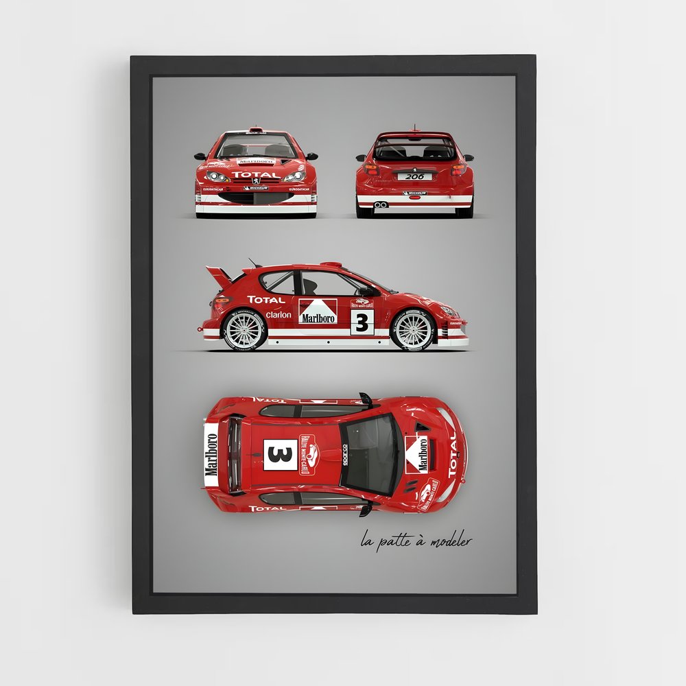 Poster Rallye Légende Rouge – affiche Peugeot (vue 2)