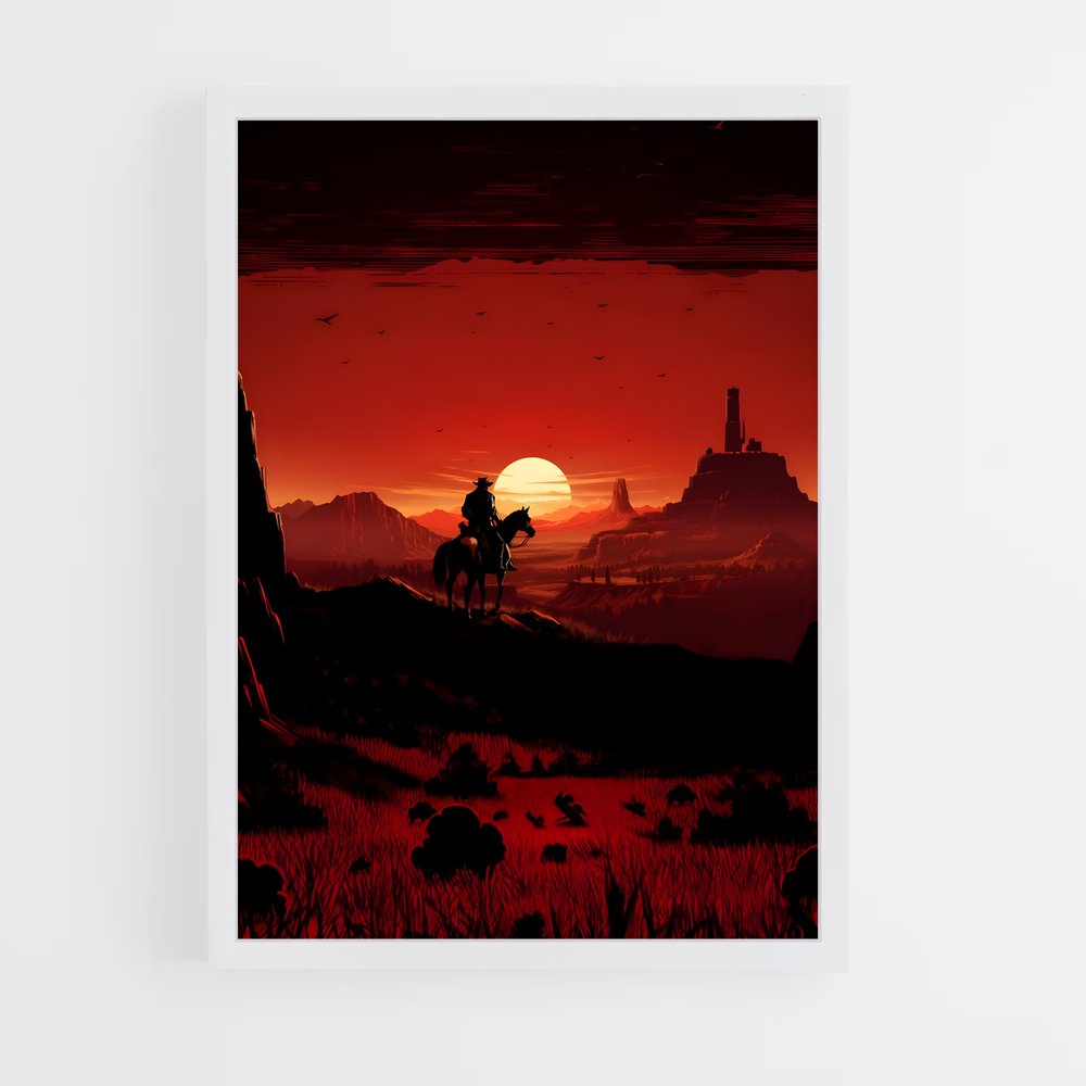 Poster Cavalier Crépusculaire – affiche Red Dead Redemption (vue 3)