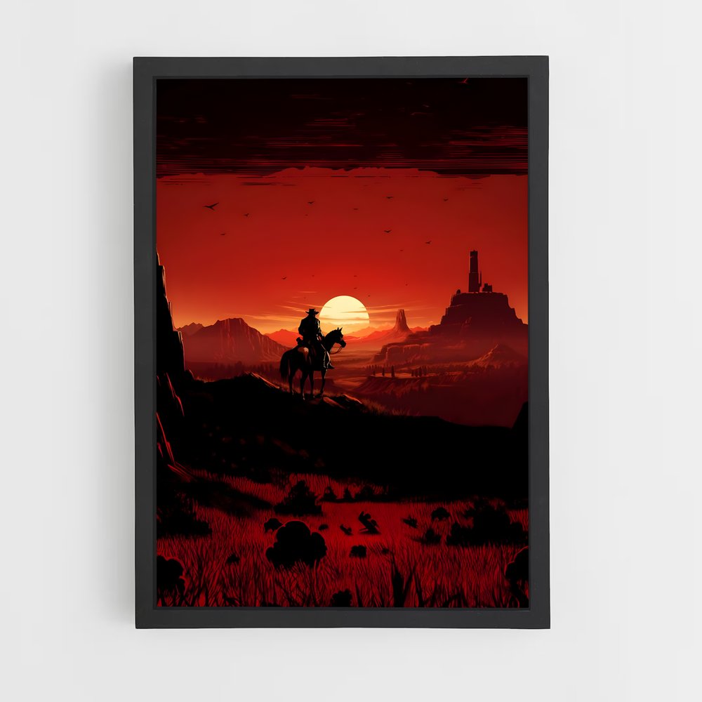 Poster Cavalier Crépusculaire – affiche Red Dead Redemption (vue 2)