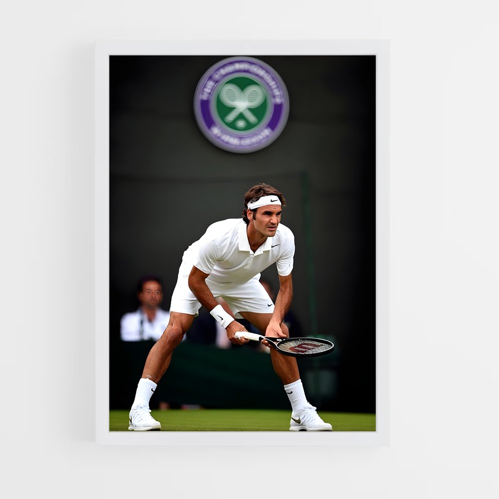 Poster Rodger Federer Blanc – affiche Tennis (vue 3)