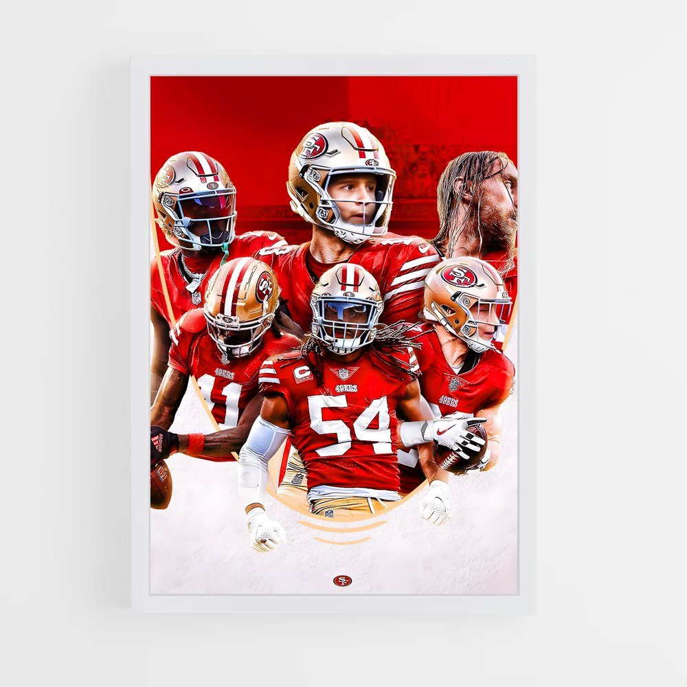 Poster San Francisco 49ers Rouge – affiche Football US (vue 3)