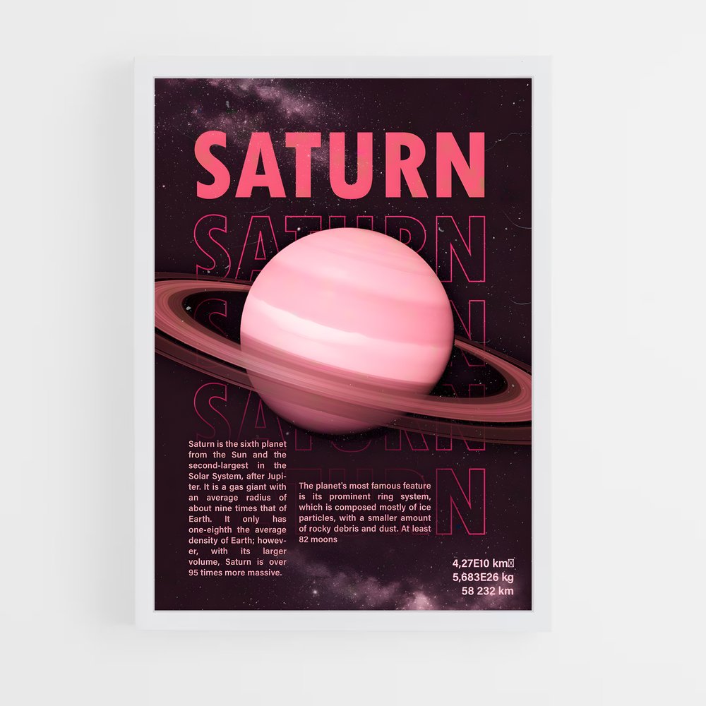 Poster Saturne Rose (vue 3)