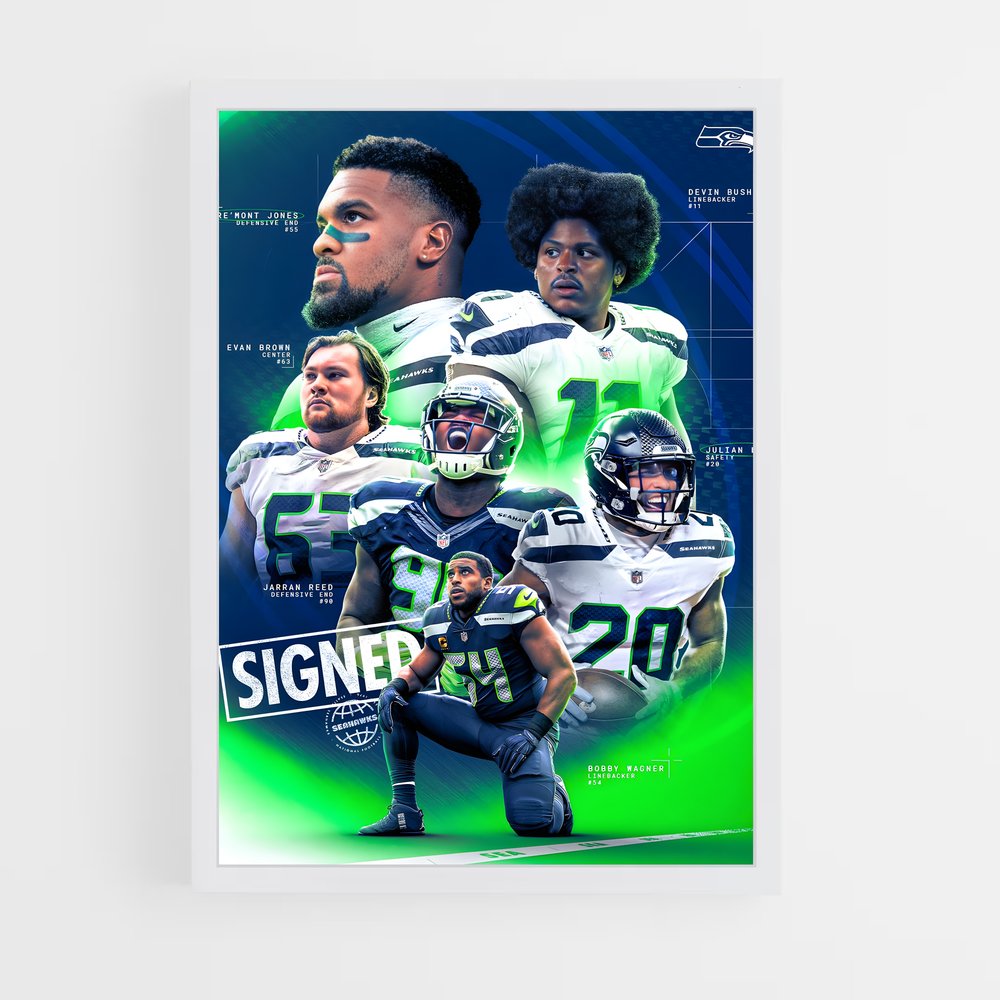 Poster Seahawks Signatures – affiche Football US (vue 3)