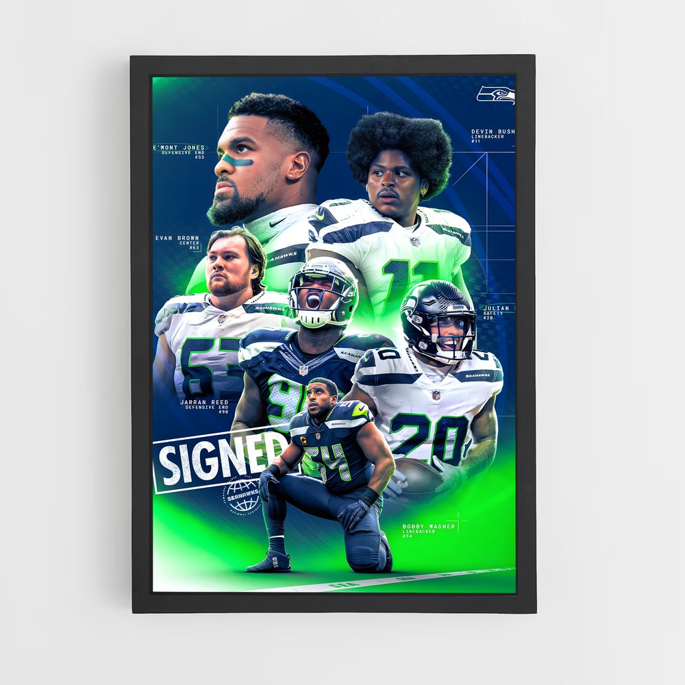 Poster Seahawks Signatures – affiche Football US (vue 2)