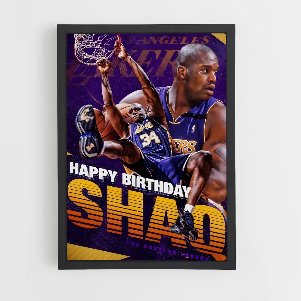 Poster Joyeux Anniversaire Shaq – affiche Basketball (vue 2)