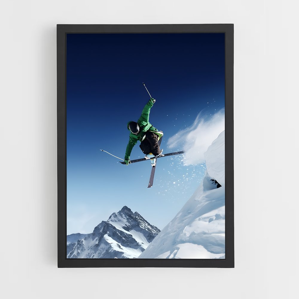 Poster Saut dans les Alpes – affiche Ski (vue 2)
