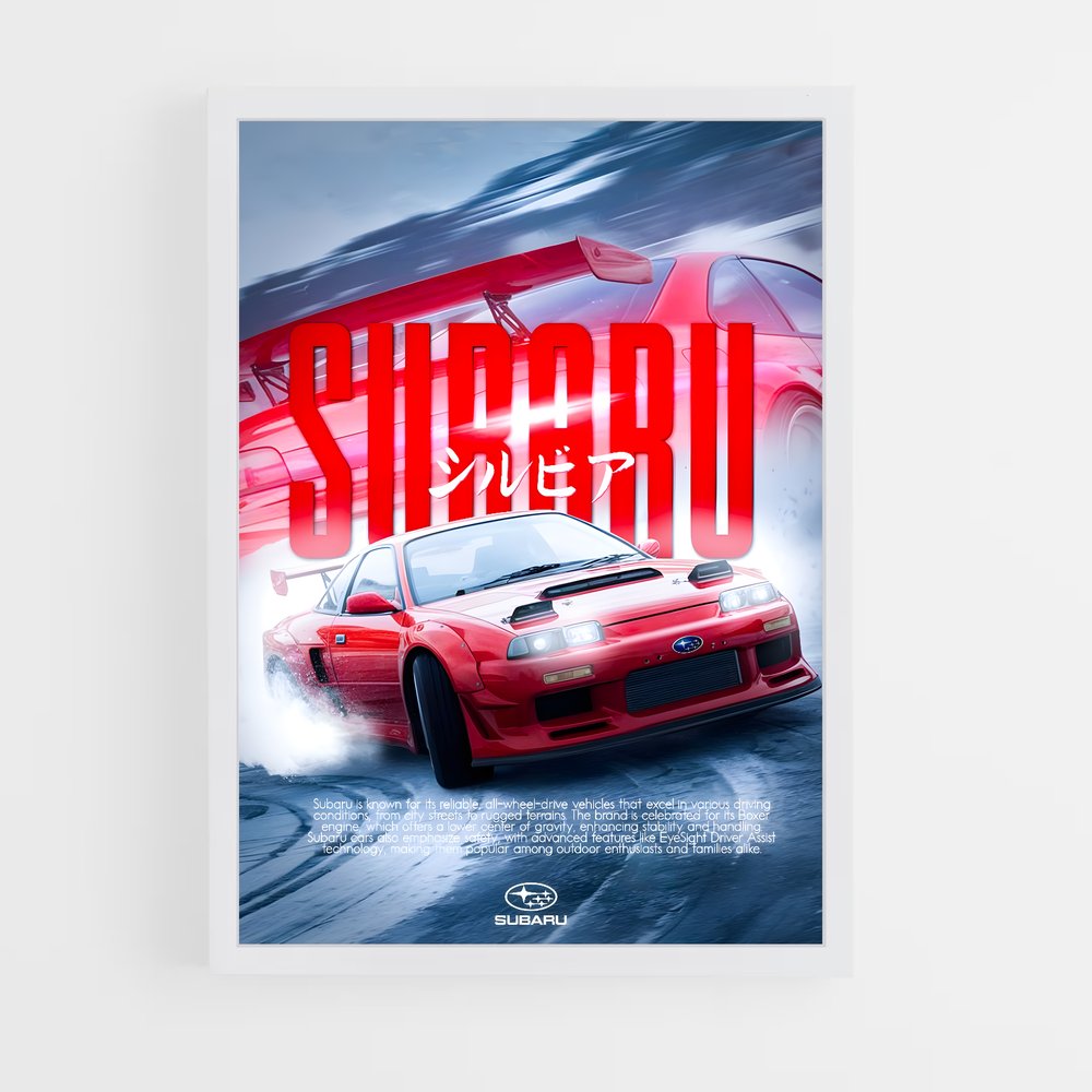 Poster Drift Rouge – affiche Subaru (vue 3)