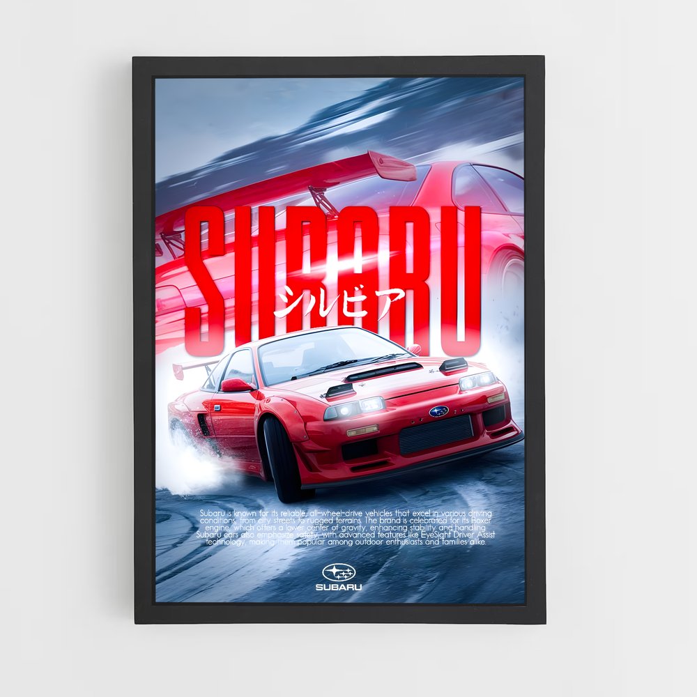 Poster Drift Rouge – affiche Subaru (vue 2)