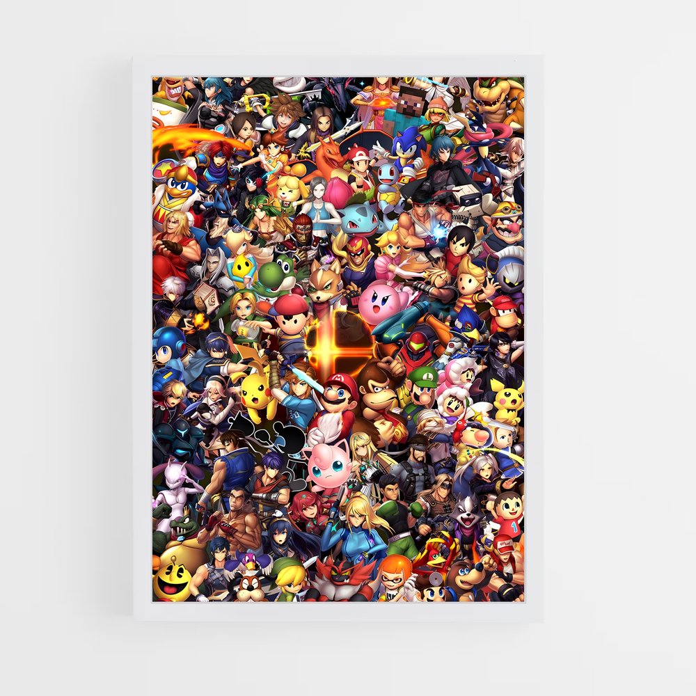 Poster Personnages Super Smash – affiche Super Smash Bros (vue 3)