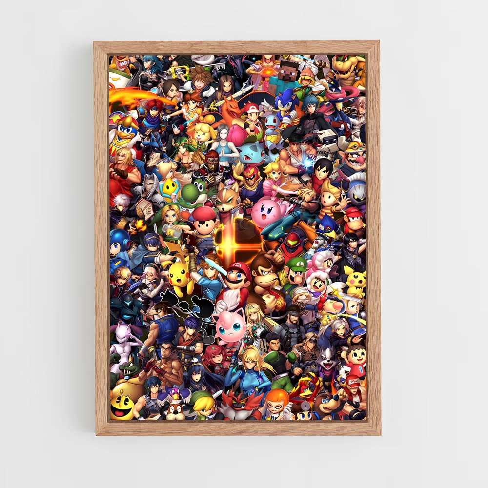 Poster Personnages Super Smash – affiche Super Smash Bros (vue 4)