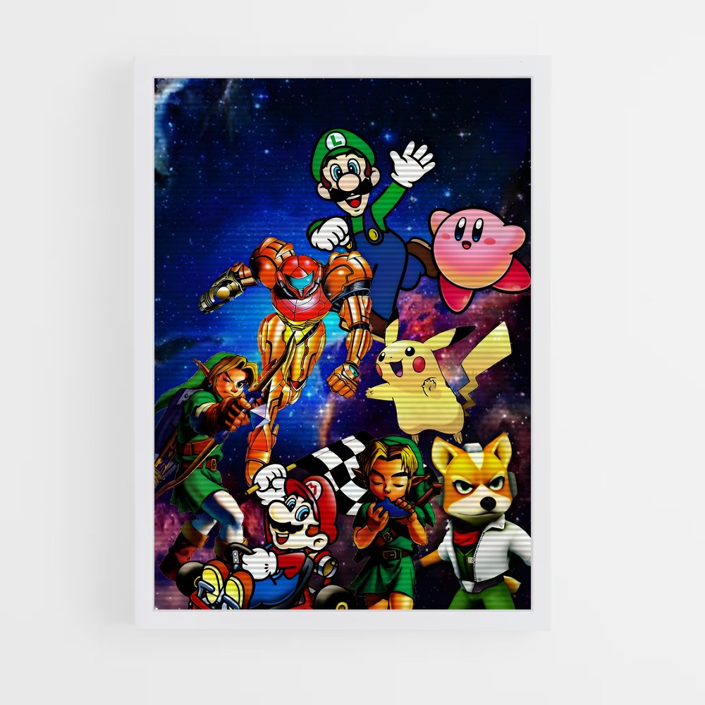 Poster SSB Vintage – affiche Super Smash Bros (vue 3)