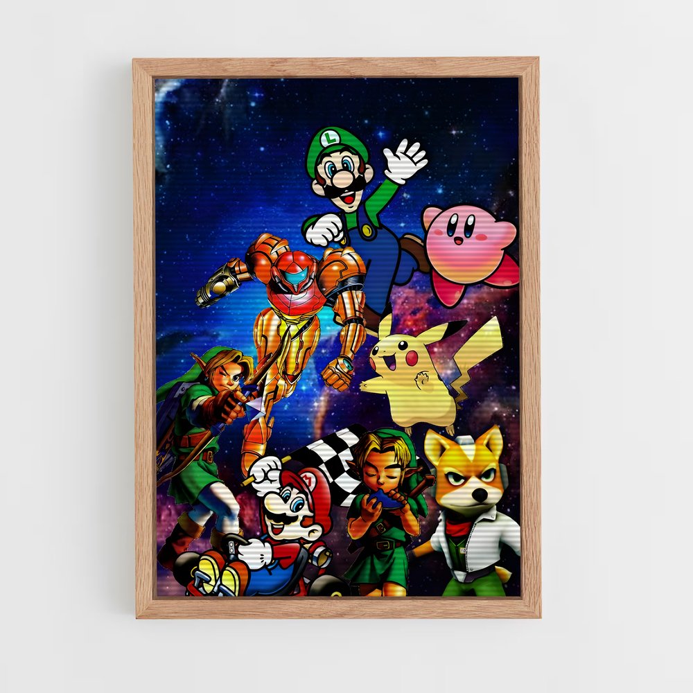 Poster SSB Vintage – affiche Super Smash Bros (vue 4)