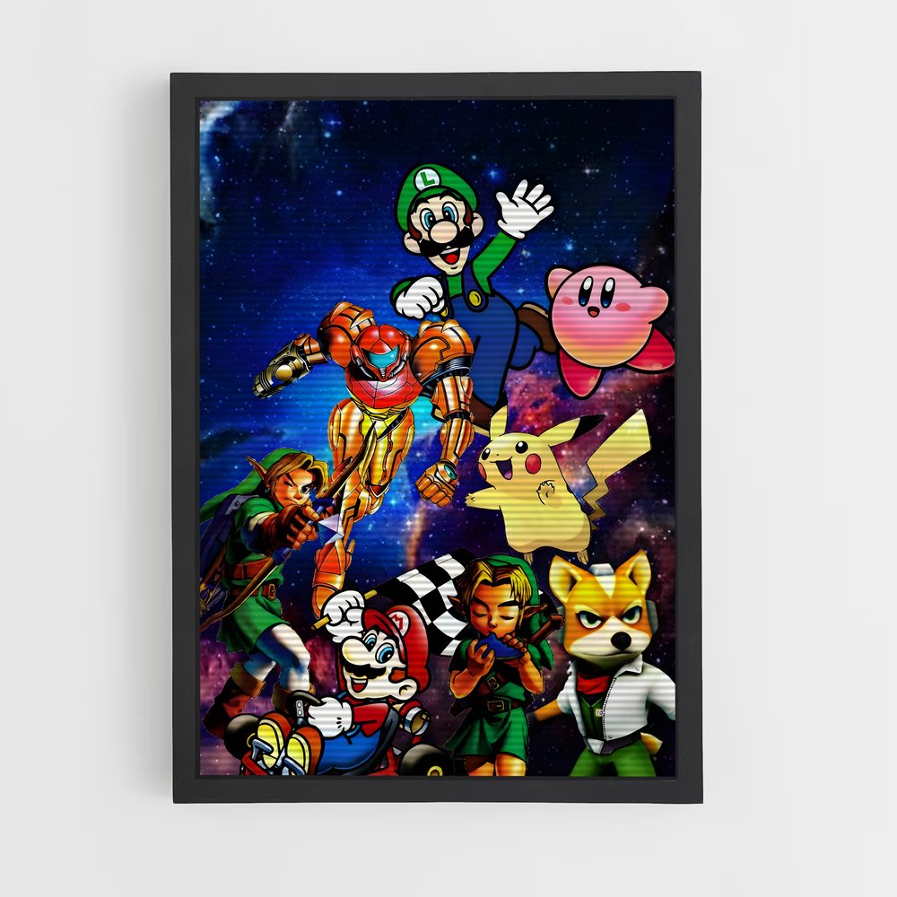 Poster SSB Vintage – affiche Super Smash Bros (vue 2)