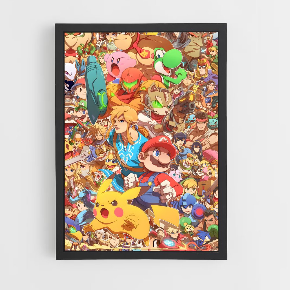 Poster Super Smash Manga – affiche Super Smash Bros (vue 2)