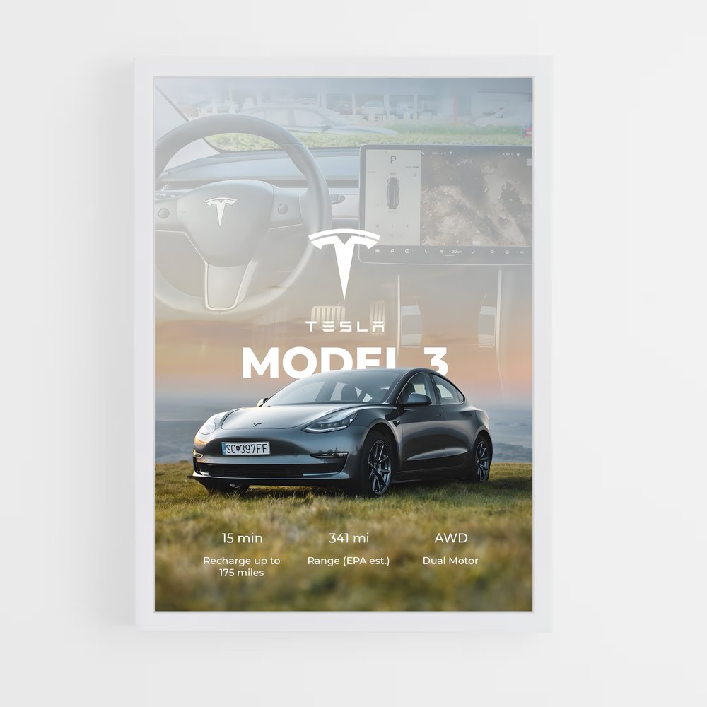 Poster Tesla Model 3 Vision (vue 3)