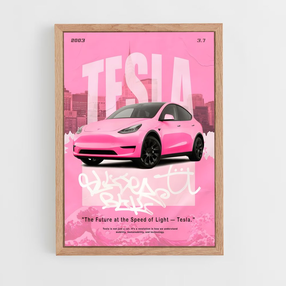 Poster Tesla Vitesse Rose (vue 4)