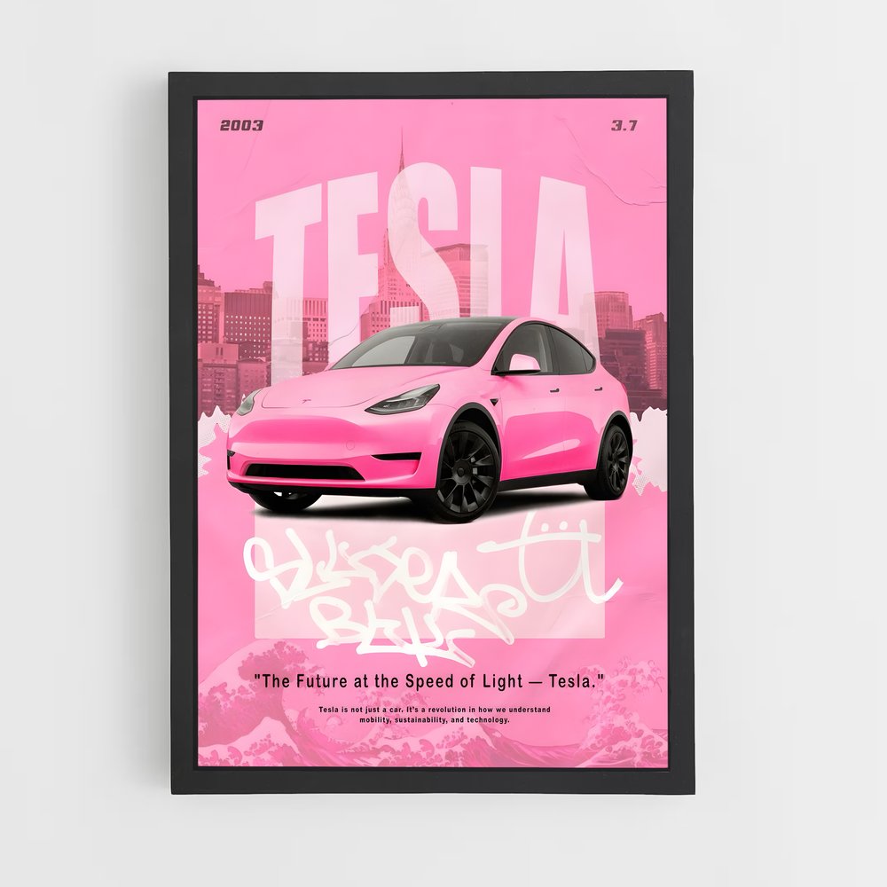 Poster Tesla Vitesse Rose (vue 2)