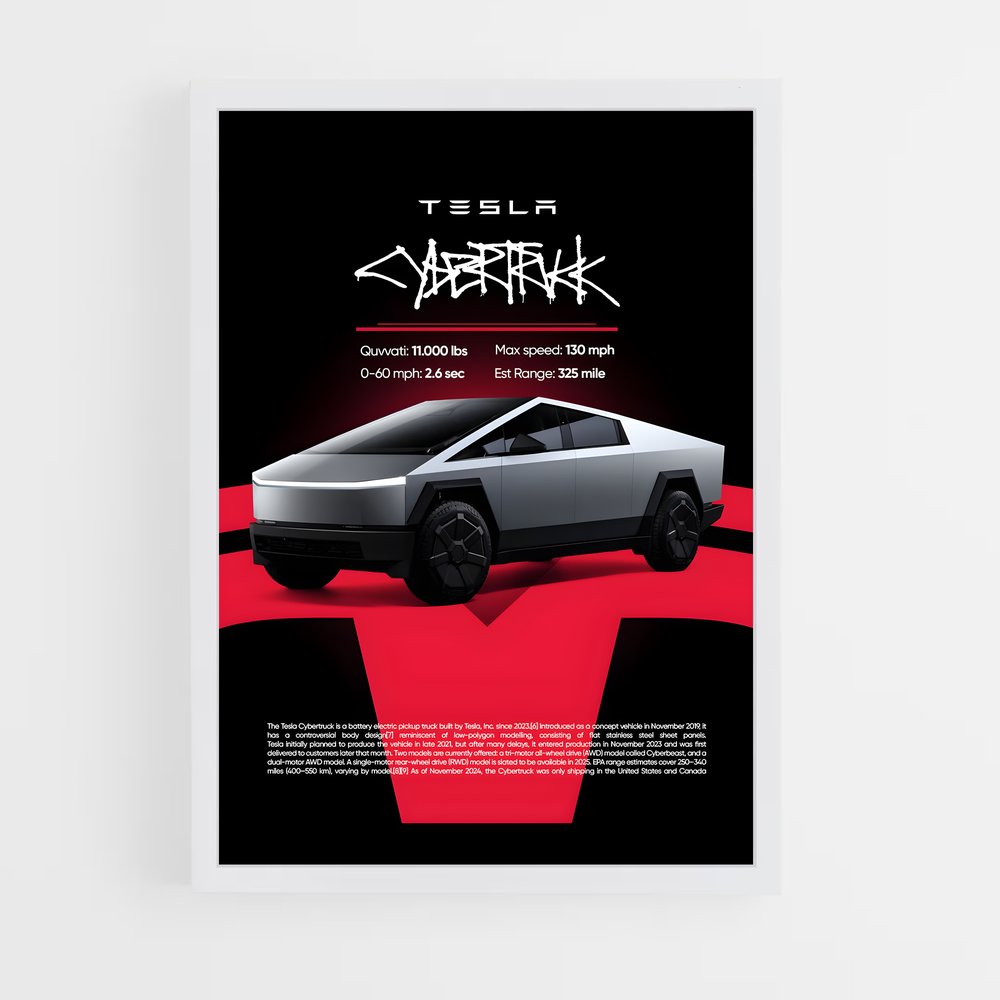 Poster Cybertruck Futuriste (vue 3)