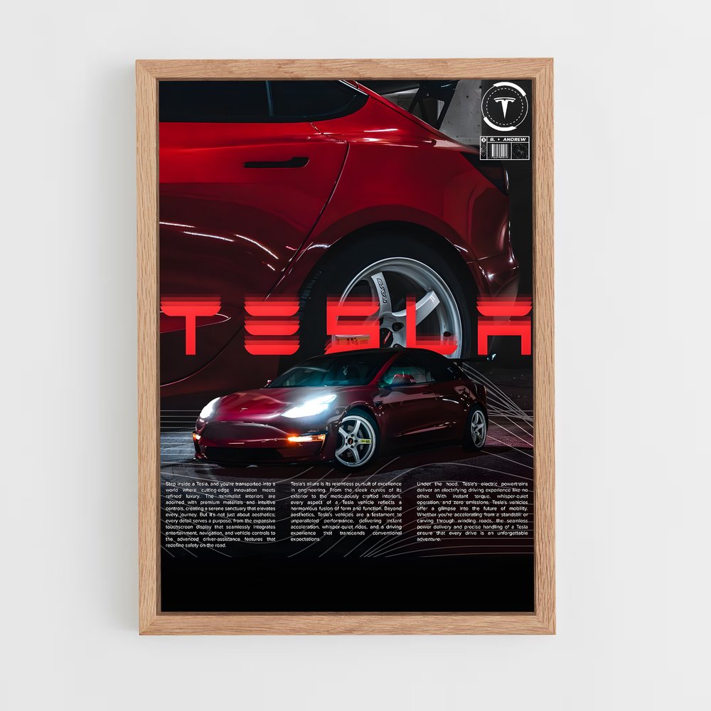 Poster Tesla Rouge Vision (vue 4)