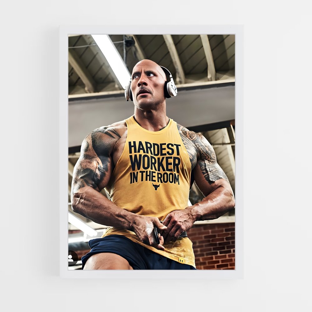 Poster Hardest Worker in The Room – affiche Musculation (vue 3)