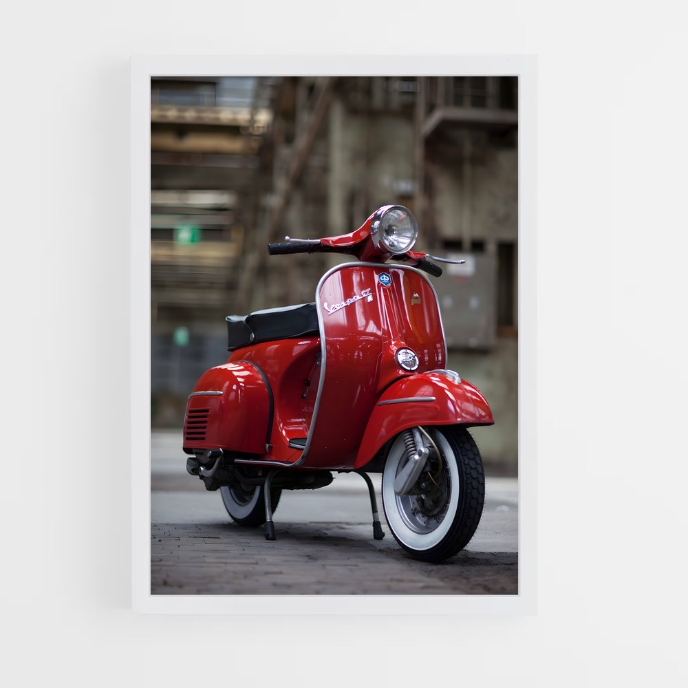 Poster Vintage Rouge – affiche Vespa (vue 3)