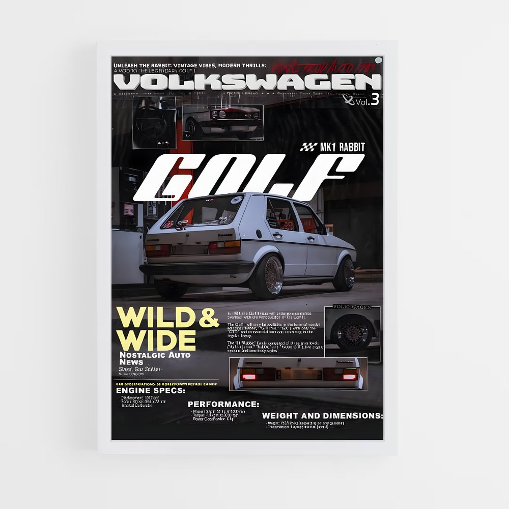 Poster Volkswagen Golf Classic (vue 3)