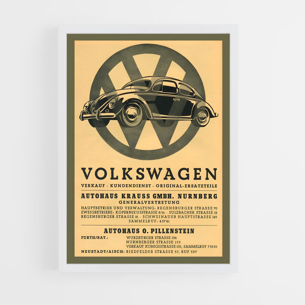 Poster Volkswagen Beetle Vintage (vue 3)