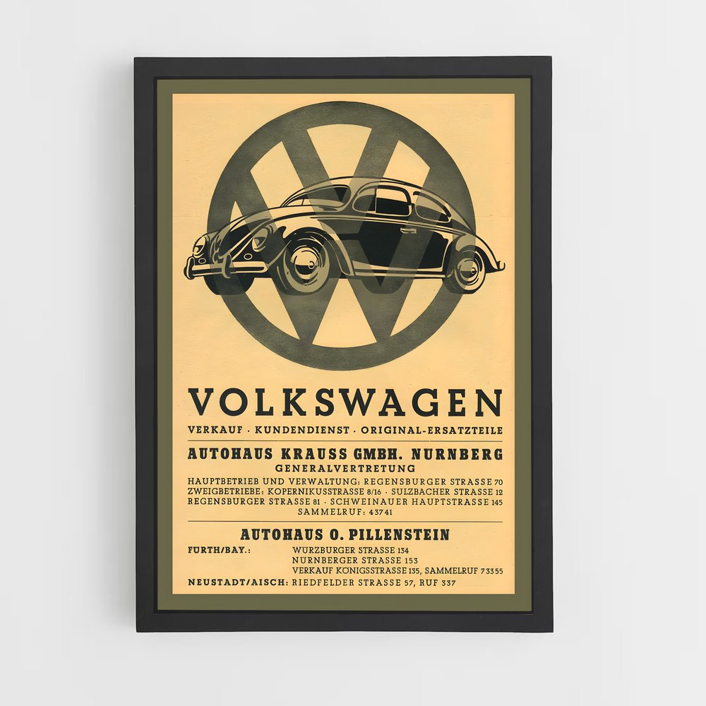 Poster Volkswagen Beetle Vintage (vue 2)