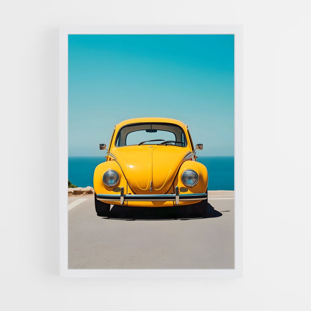 Poster Coccinelle Jaune Vintage – affiche Volkswagen (vue 3)