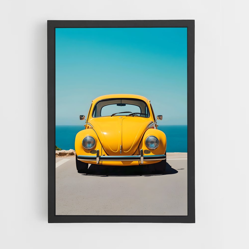 Poster Coccinelle Jaune Vintage – affiche Volkswagen (vue 2)