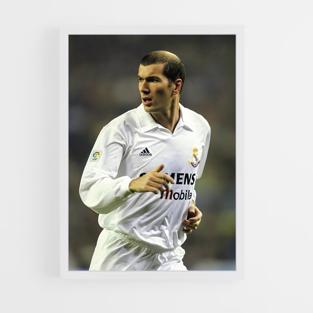 Poster Zidane Blanc – affiche Football (vue 3)