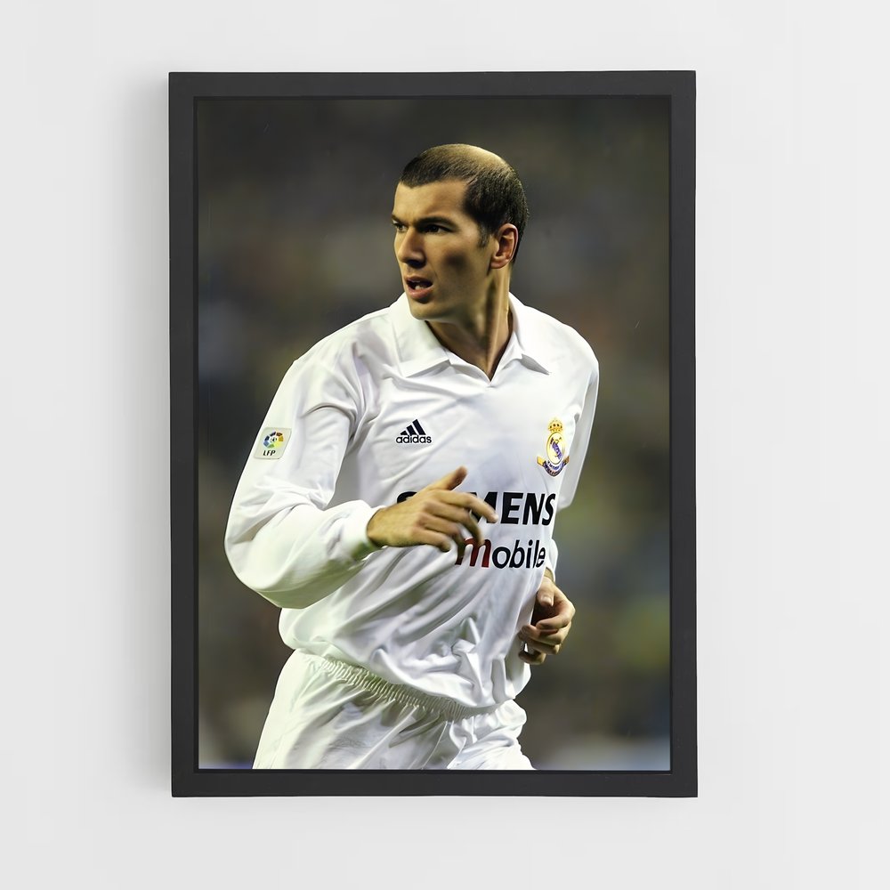 Poster Zidane Blanc – affiche Football (vue 2)