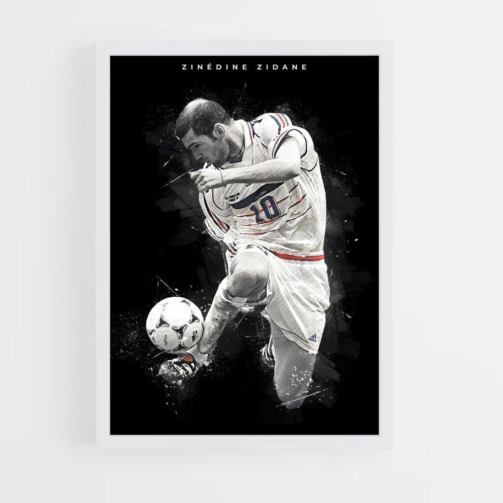 Poster Zinédine Zidane Ballon – affiche Football (vue 3)