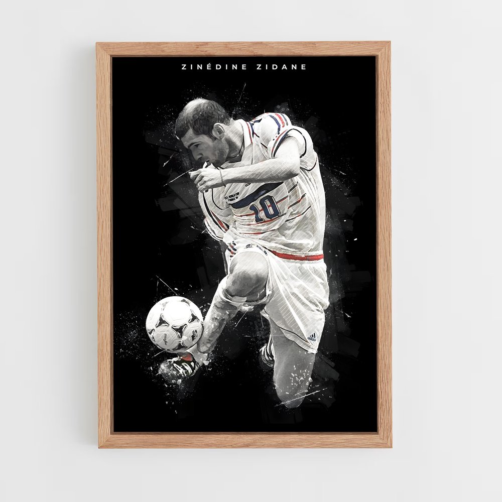 Poster Zinédine Zidane Ballon – affiche Football (vue 4)