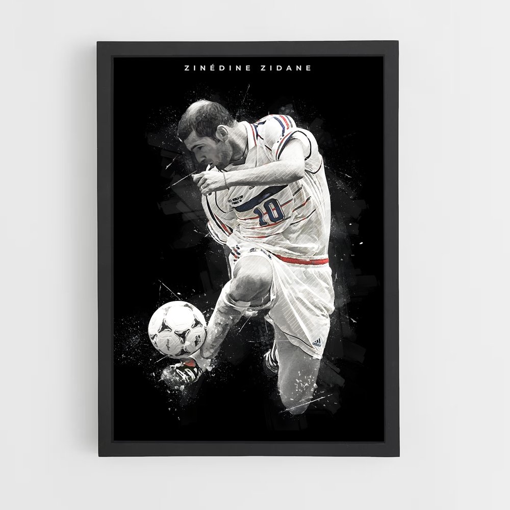 Poster Zinédine Zidane Ballon – affiche Football (vue 2)